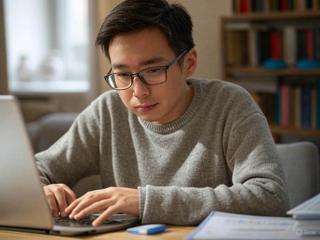 Estudante de graduação EAD estudando online